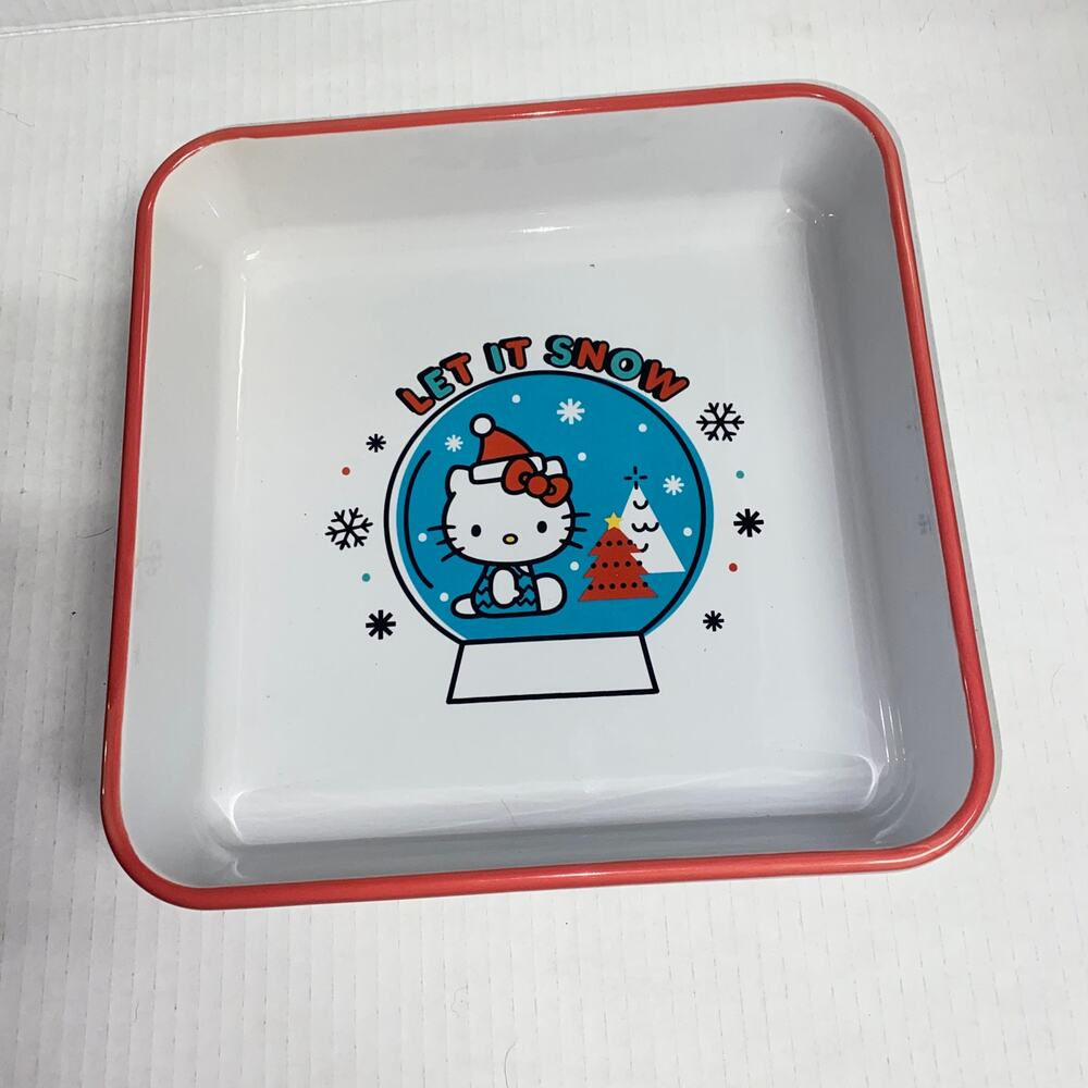 Hello Kitty SanRio Let It Snow Snowglobe Christmas 9" Ceramic Baking Dish